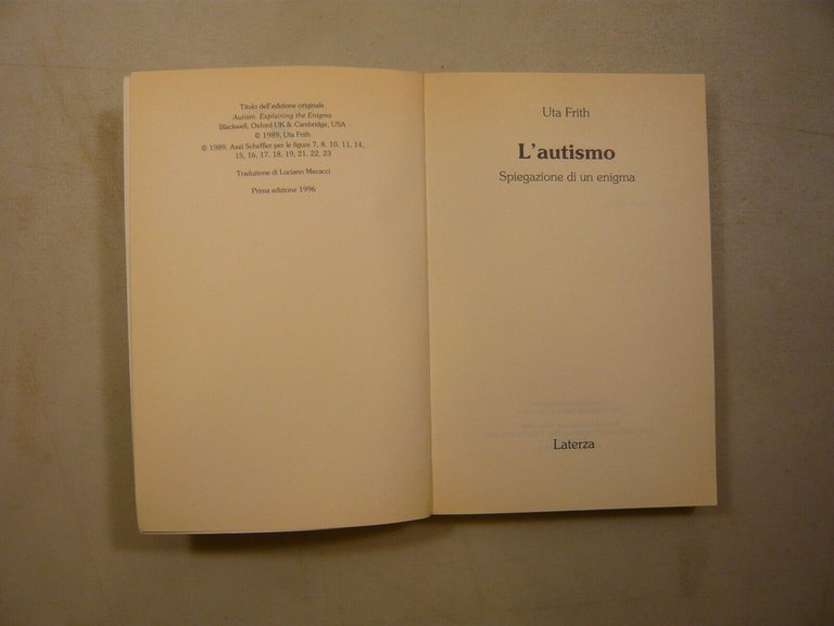 Frith,L’AUTISMO.Spiegazione di un enigma, Laterza 1996