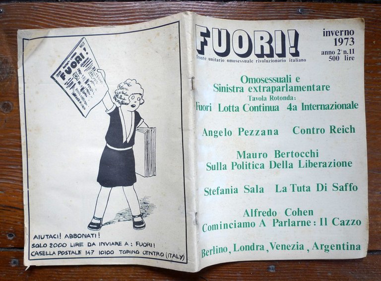 FUORI! Anno 2° n.11 1973.FRONTE UNITARIO OMOSESSUALE RIVOLUZIONARIO ITALIANO | Immagine Gallery 2