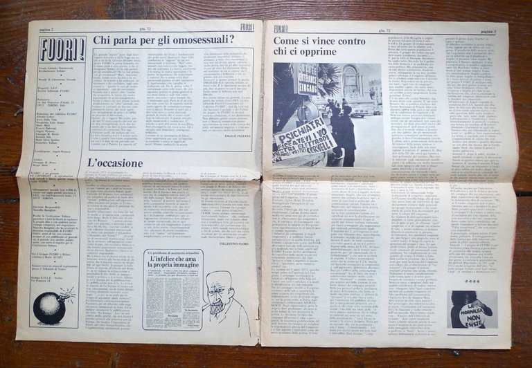FUORI! n.1 giu.1972.FRONTE UNITARIO OMOSESSUALE RIVOLUZIONARIO ITALIANO[mensile | Immagine Gallery 4