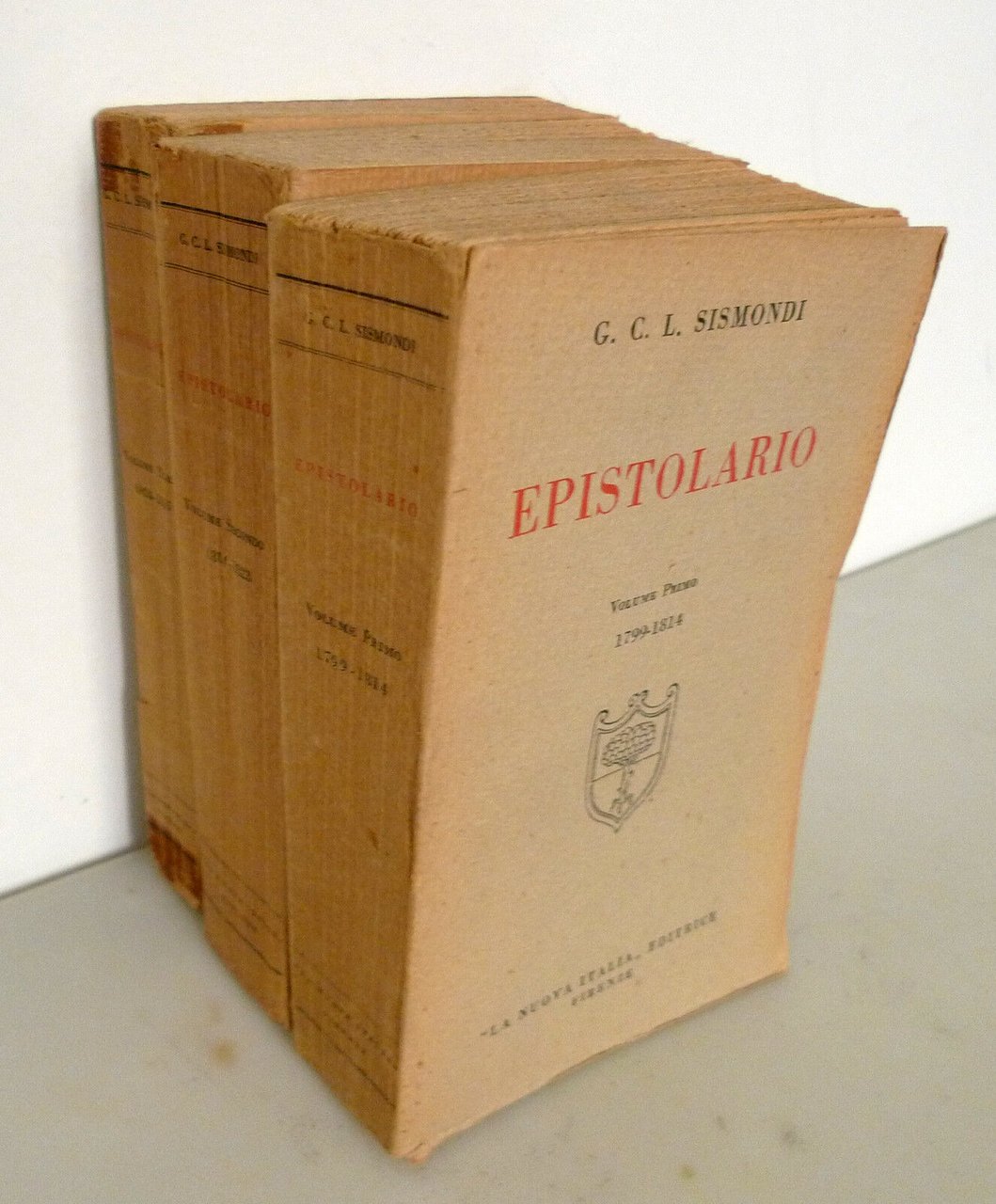 G.C.L.Sismondi,EPISTOLARIO.3 voll.1933 La Nuova Italia[storia,biografia