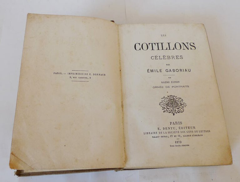 GABORIAU,LES COTILLONS CELEBRES,1870 Dentu[storia Francia,Madame de Pompadour