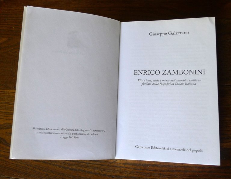 Galzerano,ENRICO ZAMBONINI.Vita e morte dell'anarchico emiliano,2009[ANARCHIA