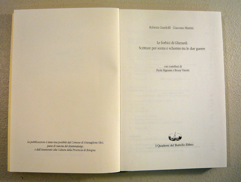 Gandolfi/Martini,LE FORBICI DI GHERARDI,1998 Battello Ebbro[cinema,teatro