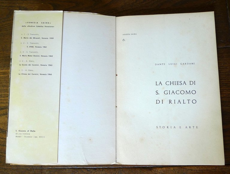 Gardani,LA CHIESA DI S.GIACOMO DI RIALTO.STORIA E ARTE,1966[VENEZIA SACRA