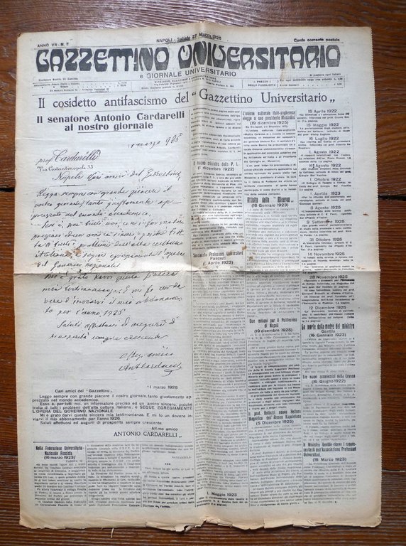 GAZZETTINO UNIVERSITARIO,Napoli 1926[Giornale settimanale,fascismo,Carducci | Immagine Gallery 12
