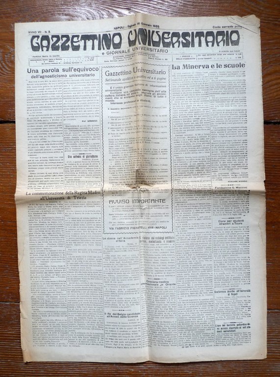 GAZZETTINO UNIVERSITARIO,Napoli 1926[Giornale settimanale,fascismo,Carducci | Immagine Gallery 5