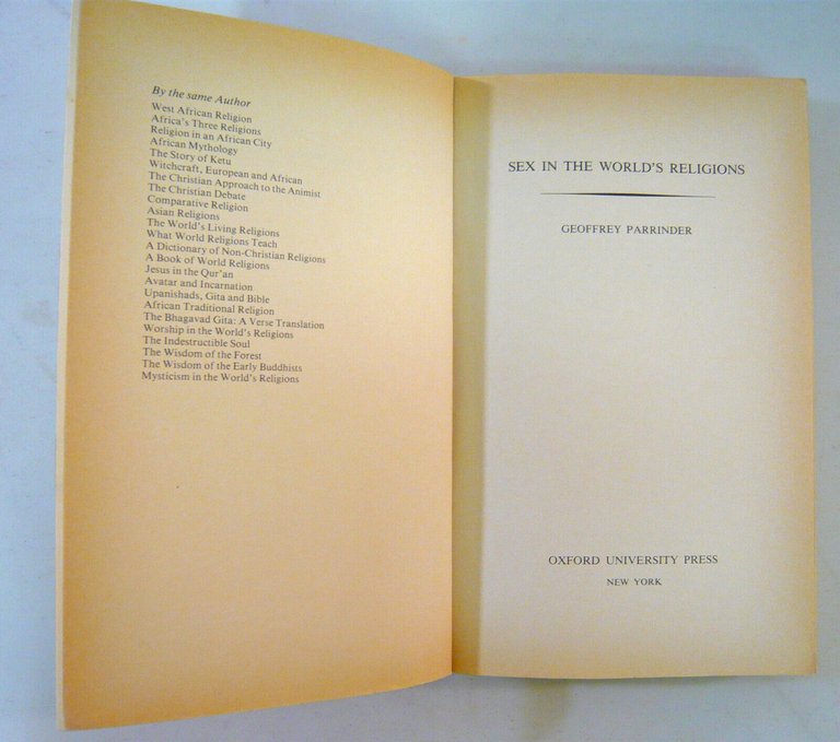 Geoffrey Parrinder,SEX IN THE WORLD’S RELIGIONS,1980[sesso,religioni