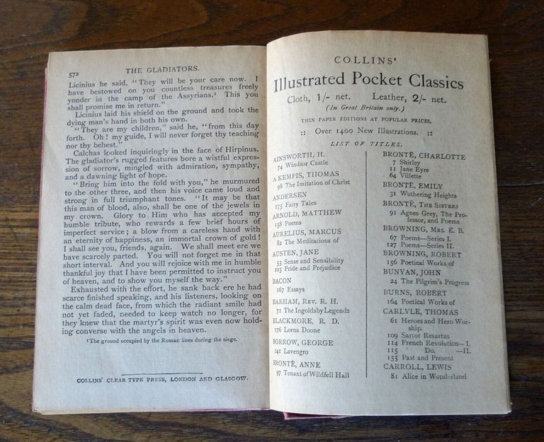 George John Whyte-Melville,THE GLADIATORS,Collins' Clear-Type Press