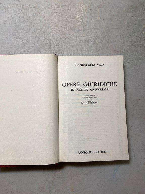 Giambattista Vico, OPERE GIURIDICHE Il diritto universale, Sansoni 1974 | Immagine Gallery 2