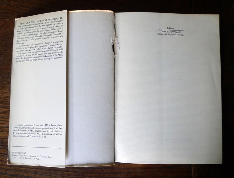 Giammusso,Giancarlo SEPE.UN PALCOSCENICO PER GIOCARE,1979 Rebellato[TEATRO