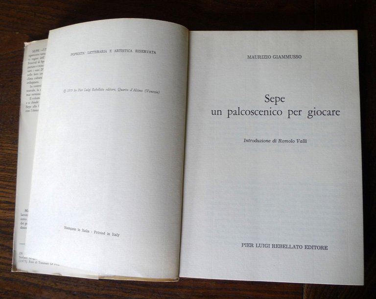 Giammusso,Giancarlo SEPE.UN PALCOSCENICO PER GIOCARE,1979 Rebellato[TEATRO