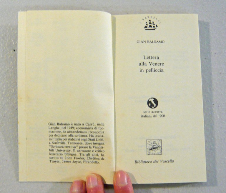 Gian Balsamo,LETTERA ALLA VENERE IN PELLICCIA,1993 Biblioteca del vascello