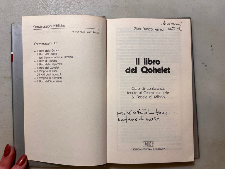 Gian Franco Ravasi,IL LIBRO DEL QOHELET,Edizioni dehoniane 1988