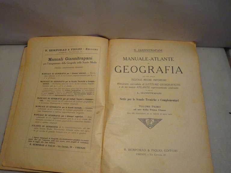 Giannitrapani,jMANUALE-ATLANTE DI GEOGRAFIA,Bemporad,Firenze 1923