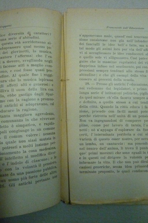 Gino Capponi,SULLA EDUCAZIONE.Frammento, Bemporad & Figlio,Firenze,1923