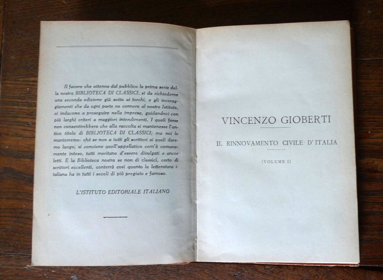 Gioberti,IL RINNOVAMENTO CIVILE D'ITALIA Vol.I-II-IV,1924 Ist.Ed.Italiano