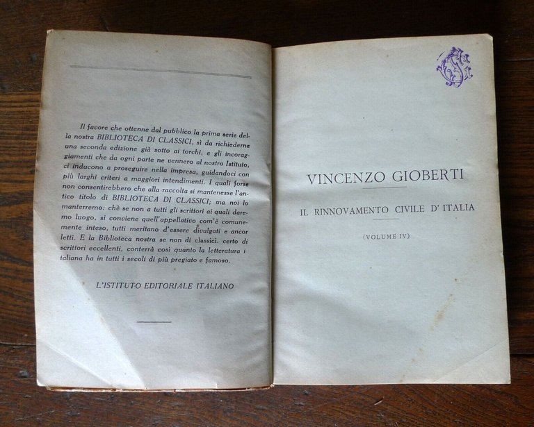 Gioberti,IL RINNOVAMENTO CIVILE D'ITALIA Vol.I-II-IV,1924 Ist.Ed.Italiano
