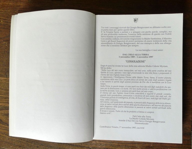 GIORGIO BONGIOVANNI,DE RERUM DIVINARUM SCIENTIA NOVA,2004[Fatima,esoterismo,UFO