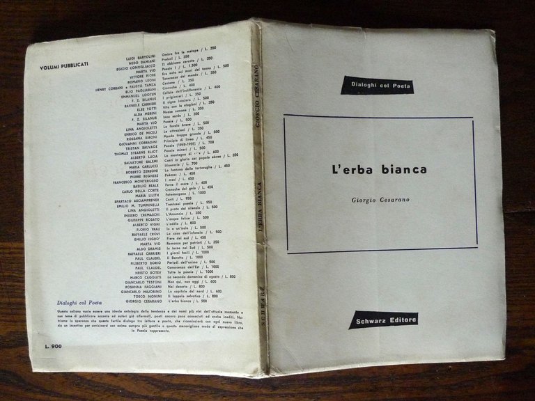 Giorgio Cesarano,L'ERBA BIANCA,1959 Schwarz,ed.num.[POESIA,Fortini,Steffanoni