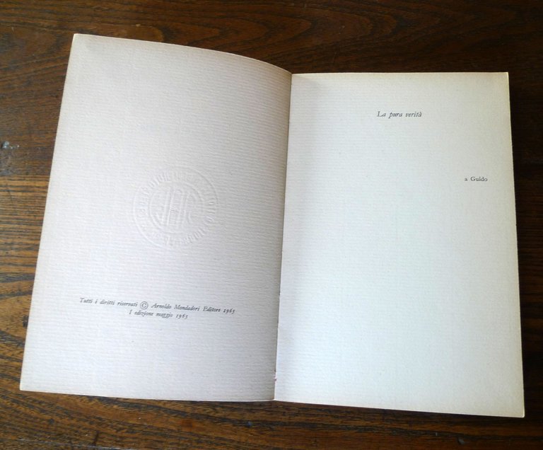 Giorgio Cesarano,LA PURA VERITÀ,1963 Mondadori I^ed.[POESIA