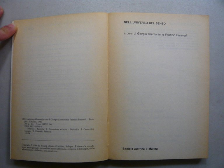 Giorgio Cremonini e Fabrizio Frasnedi,NELL’UNIVERSO DEL SENSO,Il Mulino 1986