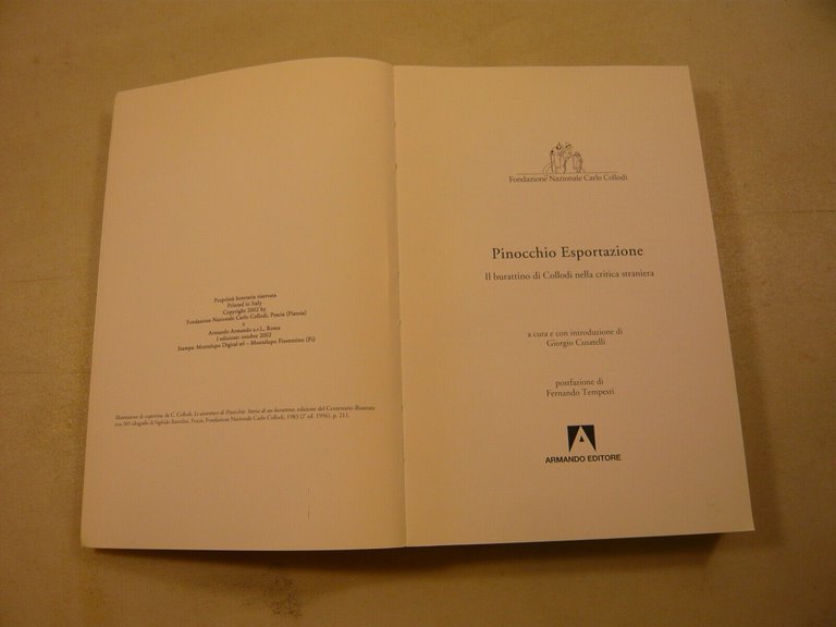 Giorgio Cusatelli,PINOCCHIO ESPORTAZIONE, Armando 2002