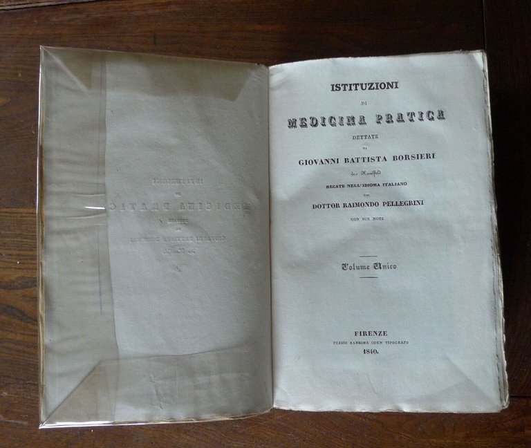 GIOVANNI BATTISTA BORSIERI,ISTITUZIONI DI MEDICINA PRATICA,1840 Coen,Firenze