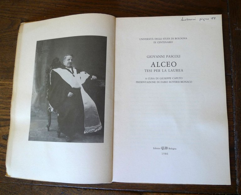 Giovanni Pascoli,ALCEO.TESI PER LA LAUREA,1986 CLUEB[Università di Bologna