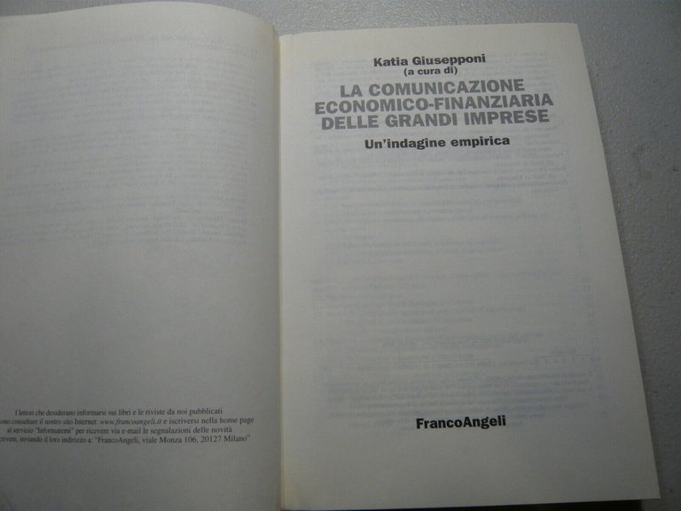 Giusepponi,COMUNICAZIONE ECONOMICO-FINANZIARIA DELLE GRANDI IMPRESE,2003