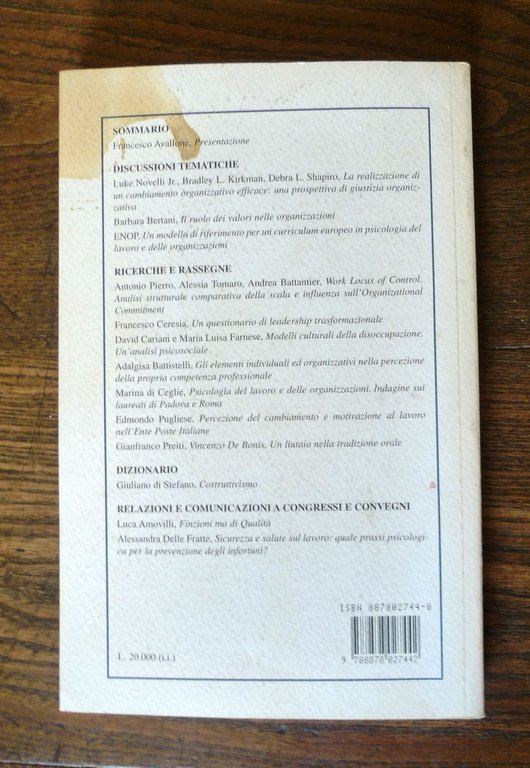 GIUSTIZIA,VALORI E LEADERSHIP NELLE ORGANIZZAZIONI,1996[psicologia del lavoro