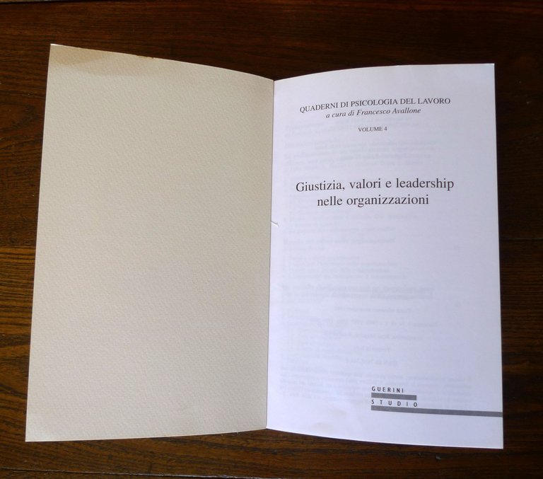 GIUSTIZIA,VALORI E LEADERSHIP NELLE ORGANIZZAZIONI,1996[psicologia del lavoro