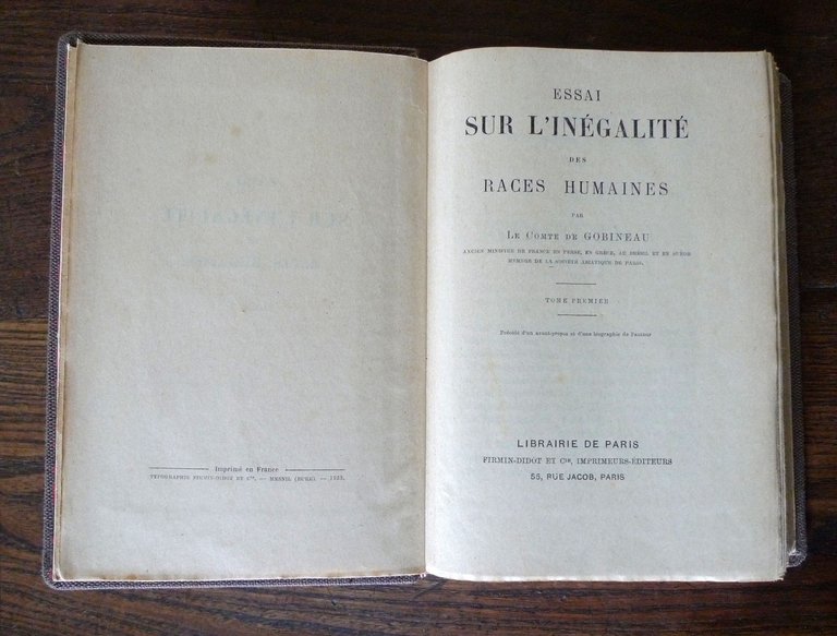 GOBINEAU,ESSAI SUR L'INÉGALITÉ DES RACES HUMAINES,1933 Lib.de Paris[RAZZISMO