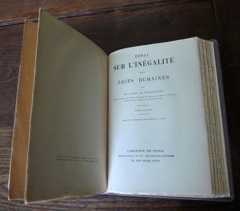 GOBINEAU,ESSAI SUR L'INÉGALITÉ DES RACES HUMAINES,1933 Lib.de Paris[RAZZISMO