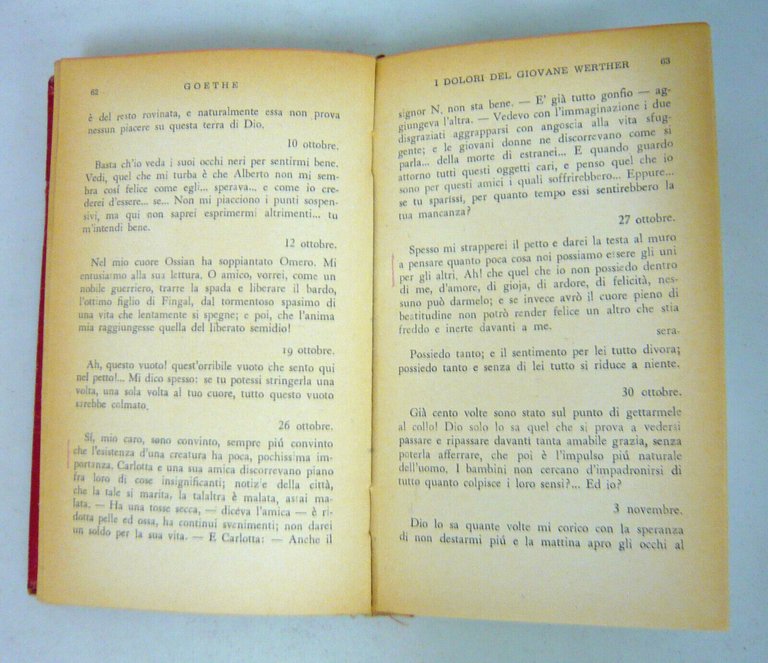 Goethe,VOL.I:WERTHER-POESIE DIVANO-VIAGGIO IN ITALIA,1944 Garzanti[Gnoli