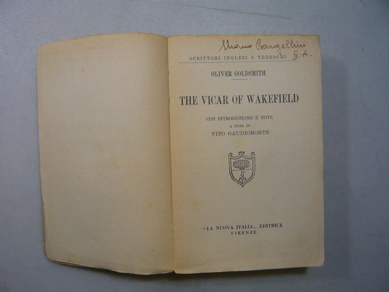 Goldsmith,THE VICAR OF THE WAKEFIELD,La Nuova Italia,Firenze,1932[Gaudimonte