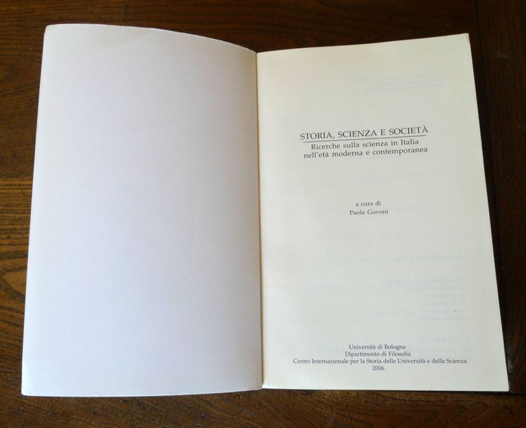 Govoni,STORIA,SCIENZA E SOCIETÀ.Ricerche sulla scienza in Italia,2006 Un.Bologna