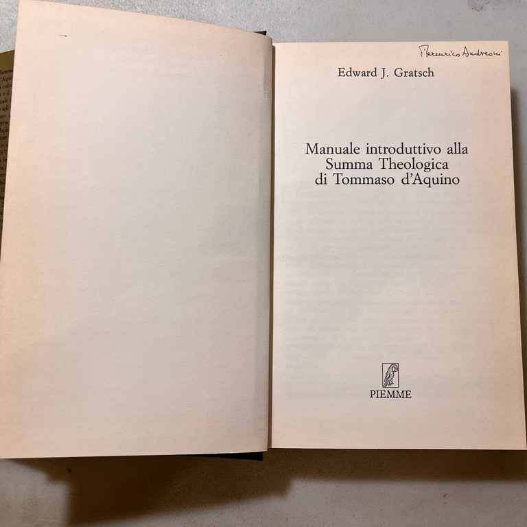 Gratsch,Manuale introduttivo alla SUMMA THEOLOGICA di TOMMASO D’AQUINO,1988