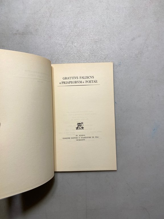 GRATTIUS FALISCUS «PRIAPEORUM» POETAE,Giardini Editori e Stampatori 1976 | Immagine Gallery 2