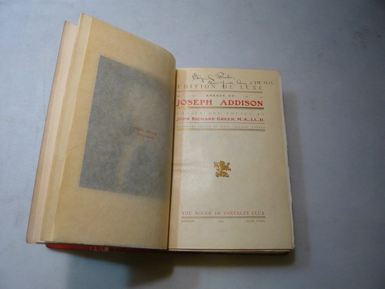 Green,ESSAYS OF JOSEPH ADDISON,Londra-New York,1906