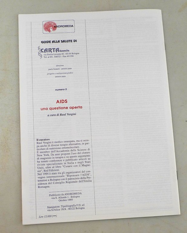 GUIDE ALLA SALUTE di CARTAduemila n.5 1995.AIDS,Andromeda[medicina alternativa