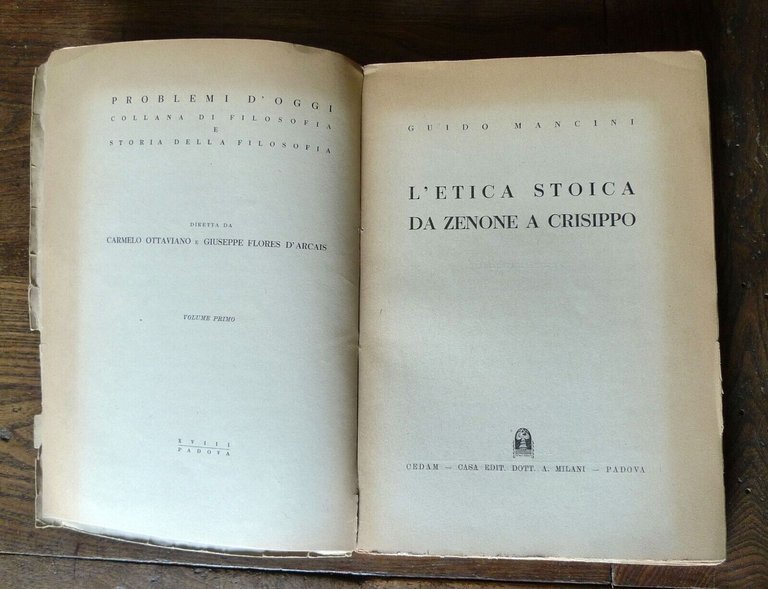 Guido Mancini,L'ETICA STOICA DA ZENONE A CRISIPPO,1940 CEDAM[storia filosofia