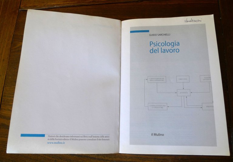 Guido Sarchielli,PSICOLOGIA DEL LAVORO,2003 il Mulino[manuale,organizzazione
