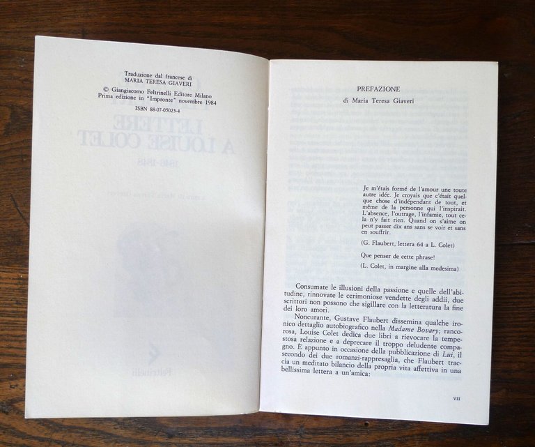Gustave Flaubert,LETTERE A LOUISE COLET 1846-1848,Feltrinelli 1984