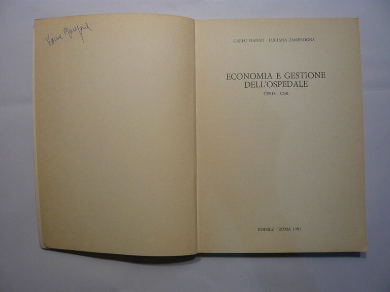 Hanau,Zamprogna,ECONOMIA E GESTIONE DELL’OSPEDALE,1981[ospedali amministrazione