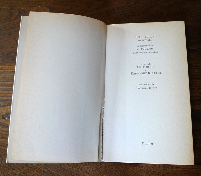 Hans Kung/Karl-Josef Kuschel,PER UN'ETICA MONDIALE,1995 I^[Parlamento RELIGIONI