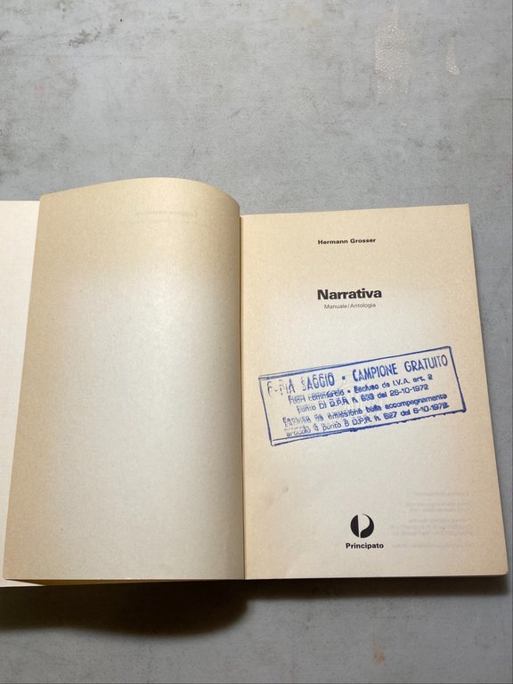Herman Grosser, NARRATIVA Manuale/Antologia, Principato 1985 | Immagine Gallery 2