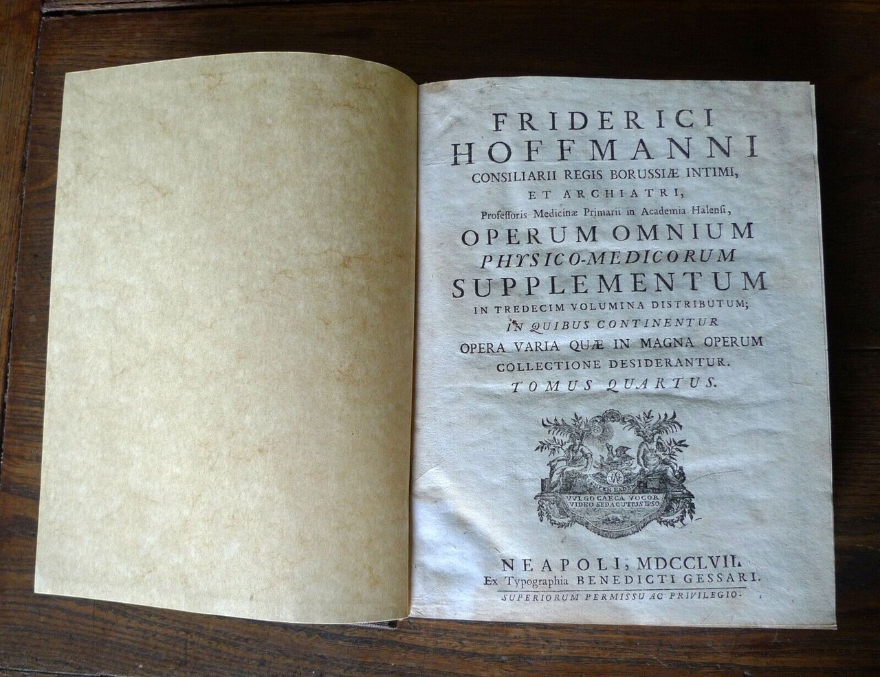Hoffmann,Friderici Hoffmanni Operum Omnium SUPPLEMENTUM.TOMUS IV-V,1757[MEDICINA