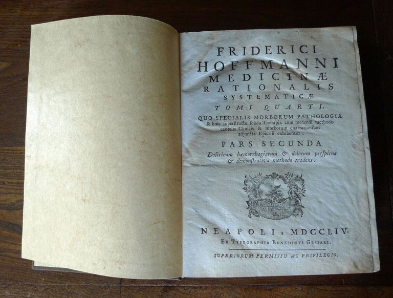HOFFMANN,MEDICINAE RATIONALIS SYSTEMATICAE,1753,Gessari,Napoli[storia medicina