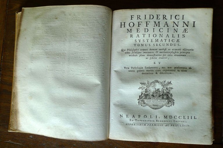 HOFFMANN,MEDICINAE RATIONALIS SYSTEMATICAE,1753,Gessari,Napoli[storia medicina