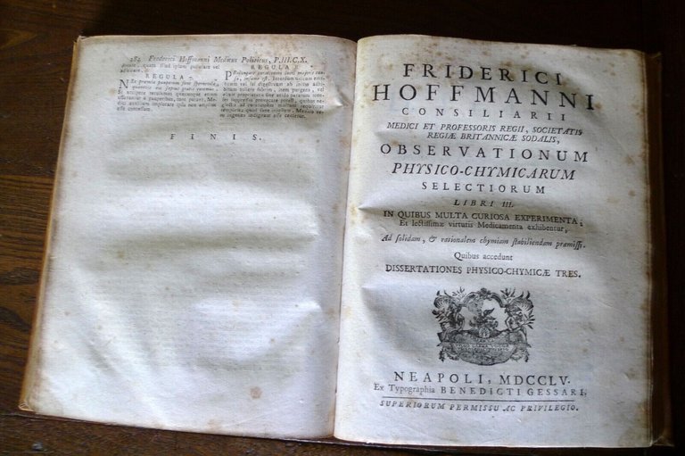 HOFFMANN,OPUSCULA PATHOLOGICO-PRATICA/OBSERVATIONES PHYSICO-CHYMICAE,1762/1755